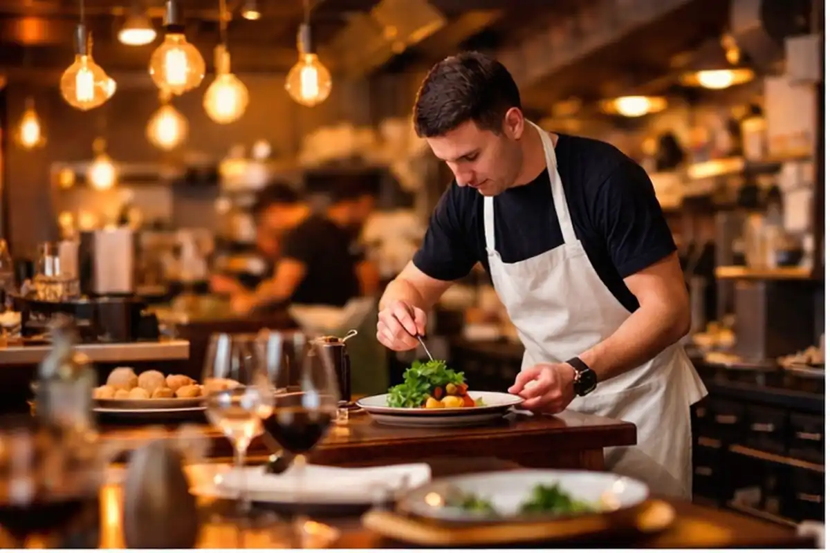 Restaurant et equipe en service